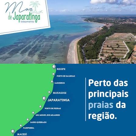 Mapa da Costa dos Corais com Japaratinga entre Maceió e Recife